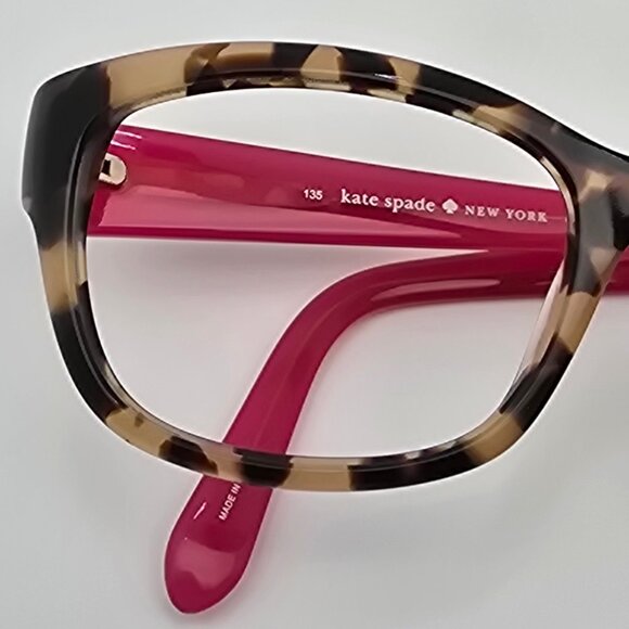 Kate Spade Johanna Camel Tortoise Neon Pink Cat Eye Sunglasses Frame 53-17-135 - Picture 13 of 13